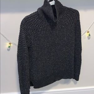 Loft charcoal grey and metallic thread sweater